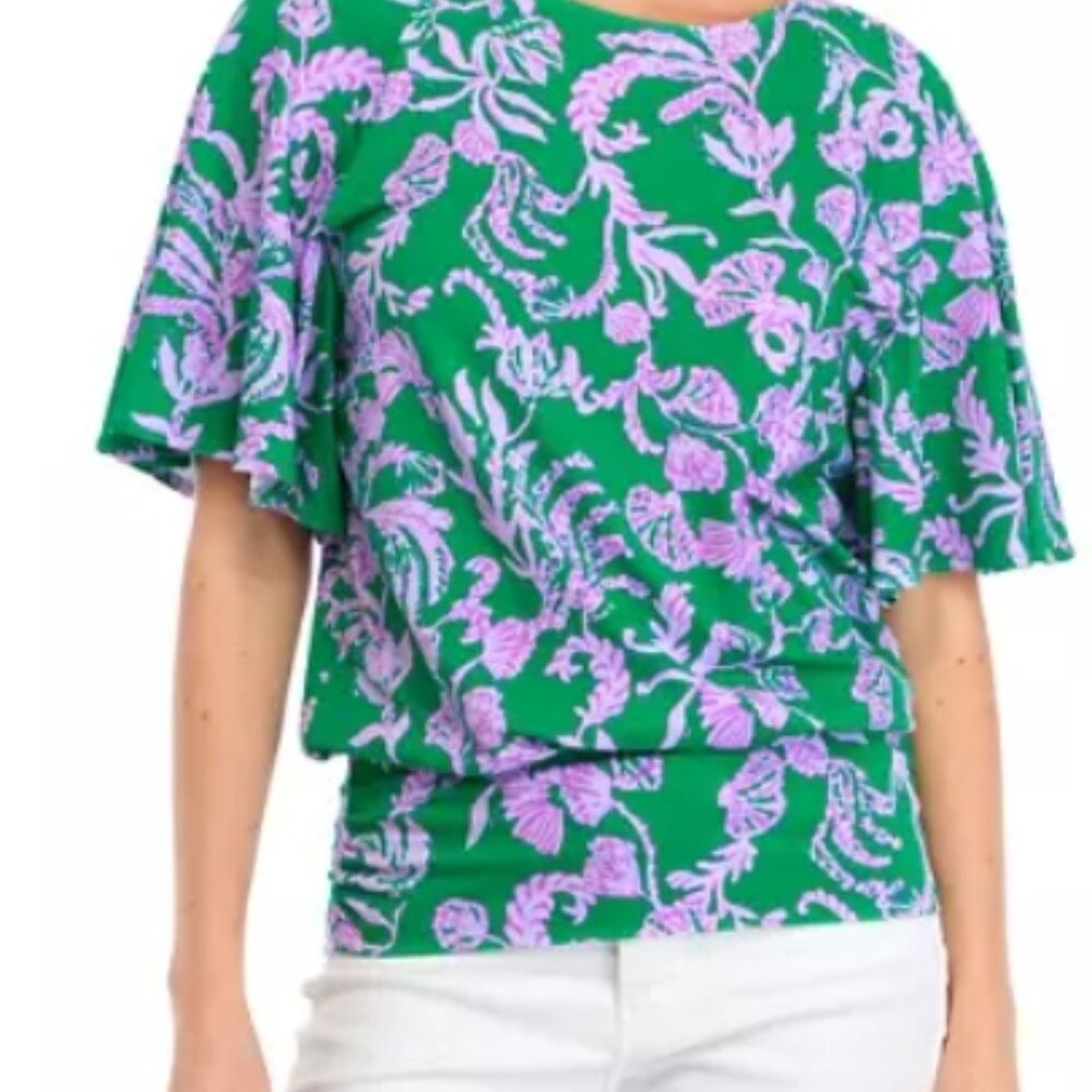 NWT Lilly Pulitzer albins knit top medium Brazilian Green Salty Sandbar
